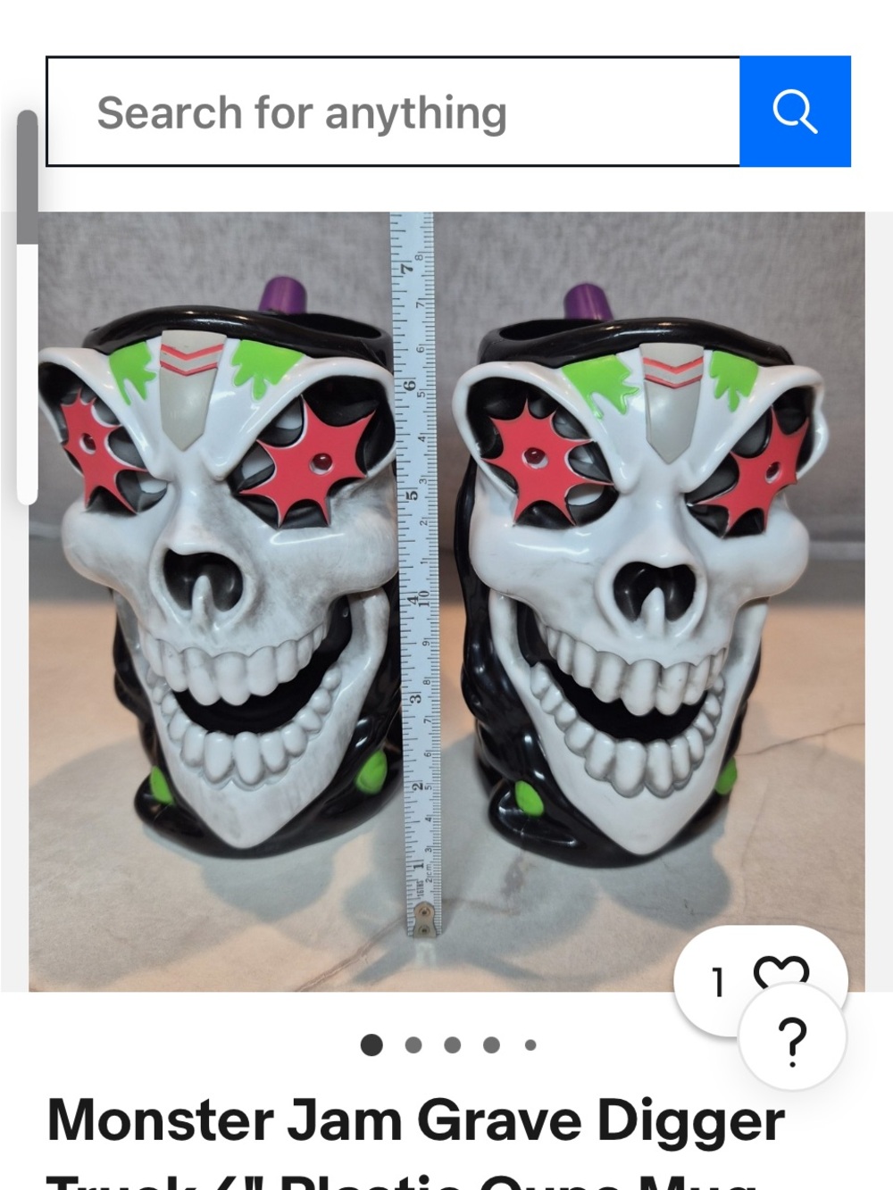 Monster Jam Grave Digger Truck 6" Plastic Cups Mug Lot of 2